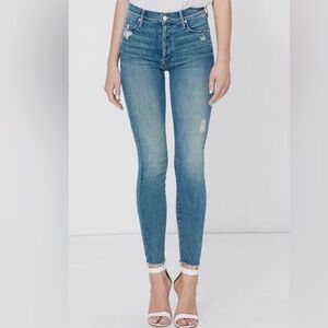 MOTHER The Stunner Ankle Fray Graffiti Girl Women's Blue Jeans Size 26 x 29”